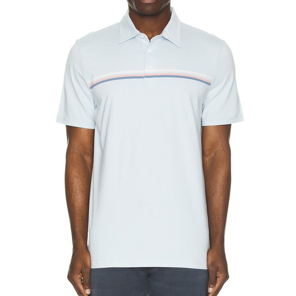 Faherty Movement Short-Sleeve Polo in Sky Port Stripe NWT